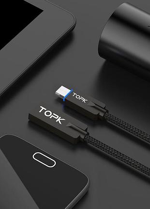 Кабель topk led light microusb 0.6m - black 3