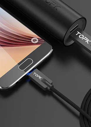 Кабель topk led light microusb 0.6m - black 4