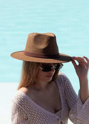 Шляпа летняя женская федора d.hats цвет коричневый