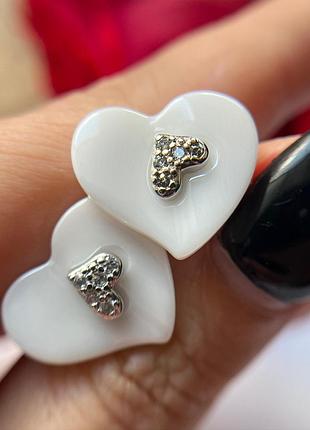 Серьги керамические сердечки белые
