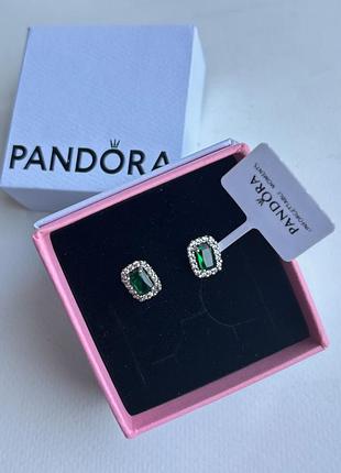 Сережки зелене каміння срібро пандора pandora