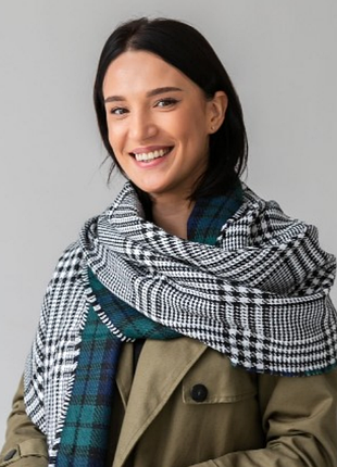 Женский шарф ladies scarf в клетку «гусиная лапка»