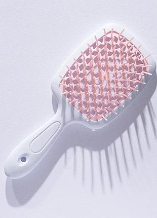 Щетка для волос hollow comb superbrush plus white-light pink