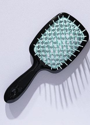 Щітка для волосся hollow comb superbrush plus black-mint