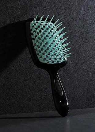 Щітка для волосся hollow comb superbrush plus black-mint 2