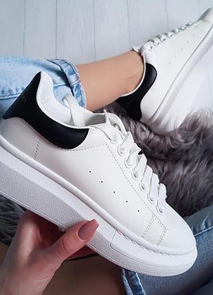 Шикарні жіночі кеди кросівки на високій підошві alexander mcqueen white 37