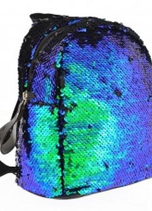 Рюкзак підлітковий молодіжний міський повсякденний 557653 gs 02 green sequins с паетками