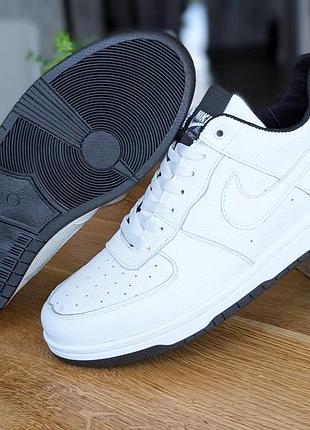 Nike forse 1 натуральна шкіра чоловічі кросівки кеди прошиті міцні чоловіче шкіряне взуття