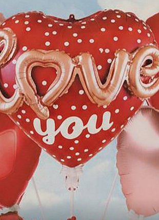 Воздушные сердца шарики набор 5 шт фольга i love you праздничный декор для фотозоны святого валентина день влюбленные 14 февраля