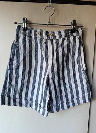 Лляні шорти zara в смужку 134 см (9 років) на дівчинку.