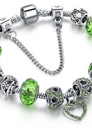 Женский браслет primolux heart с шармами - green