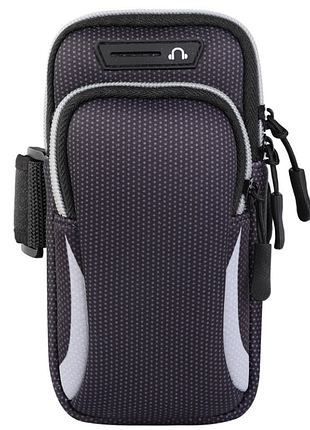 Чехол на руку primo sport универсальный спортивный для телефона до 6.5" - black-grey