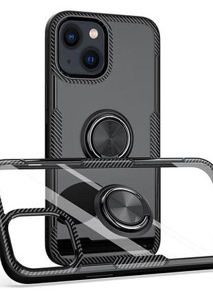 Чехол primolux ring magnetic stand для apple iphone 15 plus - black