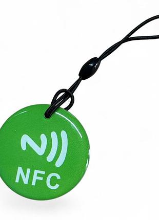 Nfc мітка брелок ntag213 круглий 35 мм - green