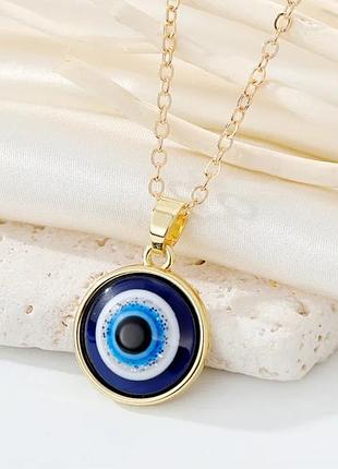 Кулон подвеска от сглаза, амулет турецкий глаз, синее око фатимы – gold/dark blue