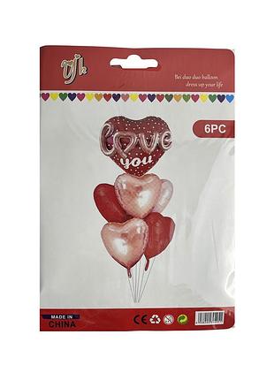 Воздушный шар фольга 6шт 10-48 i love you