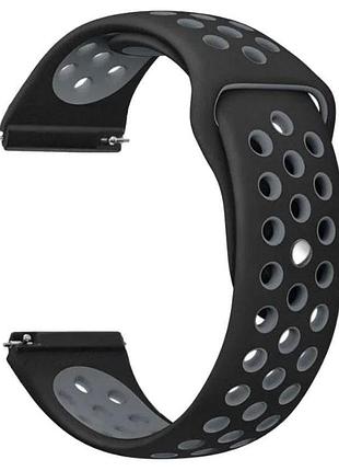 Спортивный ремешок primolux perfor sport с перфорацией для часов samsung galaxy watch 3 45mm - black&grey