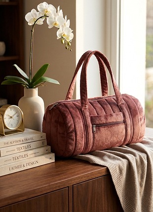Сумка спортивная плюшевая, для путешествий, повседневная цилиндр тканевая мягкая индивидуального пошива ручной работы
