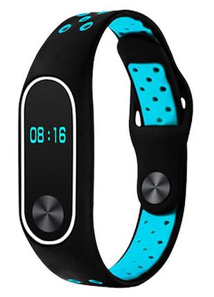 Силиконовый ремешок primo perfor sport для xiaomi mi band 2 - black&blue
