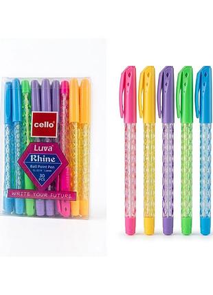 Ручка шариковая синяя 1мм 30шт/уп cello rhine cl2319