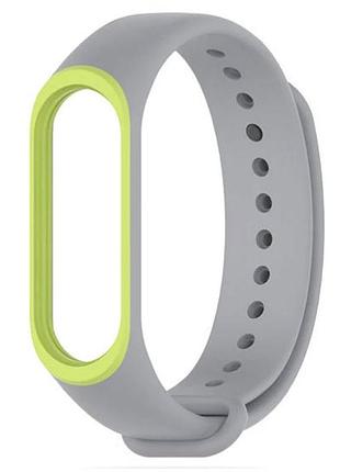 Силіконовий ремінець для фітнес-браслета xiaomi mi band 4 - grey&green