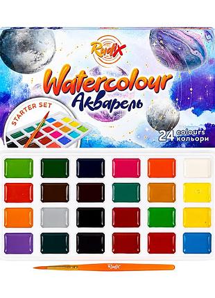 Набор акварельных красок starter set 24цв блистер с кистью rudix 812418