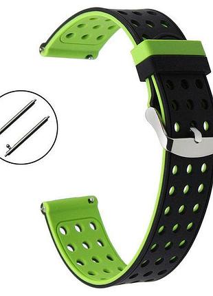 Подвійний ремінець з перфорацією для годинника garmin vivoactive 4 - black&green
