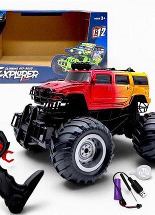 Машинка на радіокеруванні, великі колеса "hummer" красний