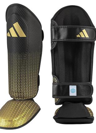 Защита голени и стопы adidas semi contact с лицензией wako | черный/золотой | adikbsi300