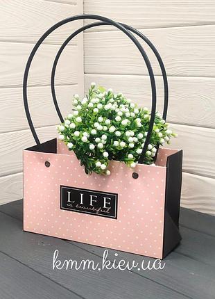 Сумка с круглыми ручками life is beautiful (жизнь прекрасна) (220х110х130мм)