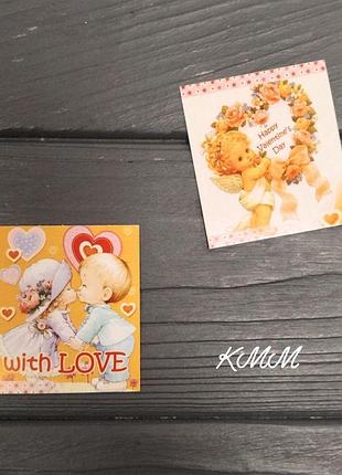 Листівка бірка with love. happy valentine`s day 50х45мм (5 шт.)