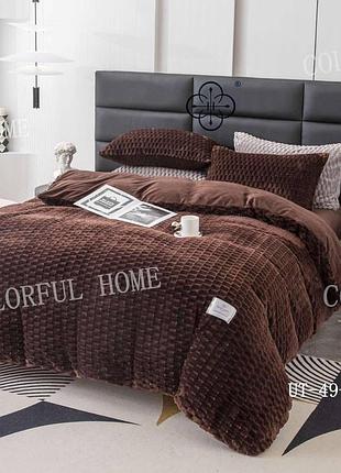 Велюрова постільна білизна colour home євророзміру