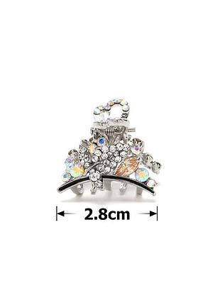 Шпилька-краб для волосся з металу зі стразами 2.8 см (13954)