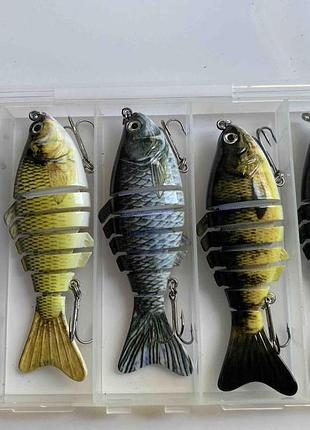 Воблер swimbait (свімбейт) 10см, 15г, складовий шумовий 7-секційний (5 шт у пластиковому боксі)