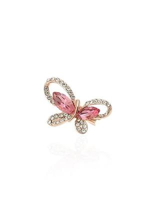 Брошка металлическая со стразами бабочка 2.9см (13891) вариант 04