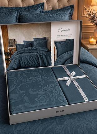 Постельное белье clasy deluxe сатин жаккард евро размер 200 на 220 см marbella