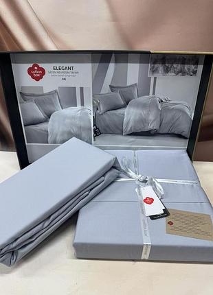 Постельное белье однотонное сатиновое cotton box elegant 200 на 220 см евро размер gri