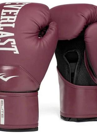 Боксерські рукавиці everlast elite 2 boxing gloves бордовий уні 16 унцій
