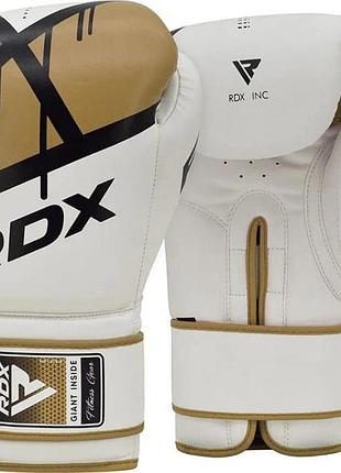 Боксерские перчатки rdx boxing gloves bgr-f7 белый, золотой уни 8 унций