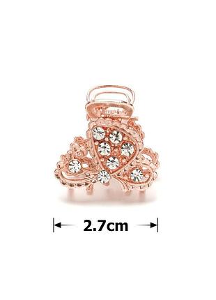 Заколка-краб для волос из металла со стразами 2.7см (15436)