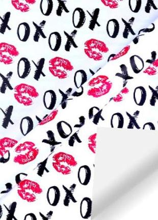Подарунковий папір пакувальний "xoxo" 50*70 см (упаковка 20 шт)