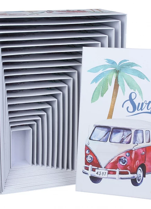 Подарункові коробки з машиною "surfing" прямокутні, розм.l: 43*34*16 см (комплект 18 шт)