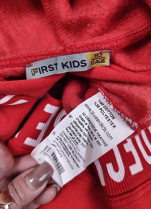 Утеплена сукня для дівчинки first kids червона з капюшоном розмір 152 (12 років) 10