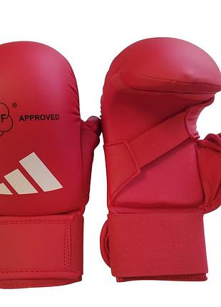 Рукавички для карате adidas з захистом великого пальця з ліцензією wkf | червоні | 661.23