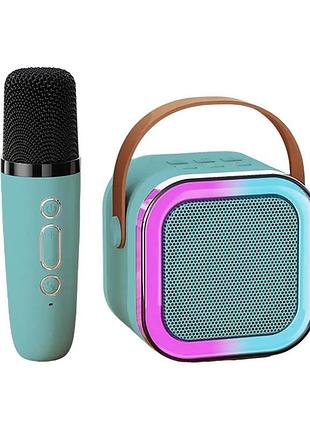 Портативна музична колонка-караоке colorful speaker rgb-світло, блакитна (k12/1-bl)