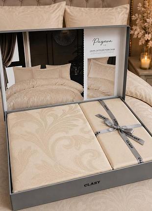Постельное белье clasy deluxe сатин жаккард евро размер 200 на 220 см payana