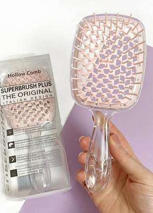 Гребінець для волосся superbrush plus hollow comb, прозорий/ пудра