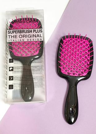 Расческа для волос superbrush plus hollow comb, черная/розовая