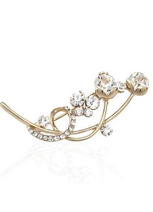 Брошка металлическая со стразами цветок 4.8см (5941) вариант 02
