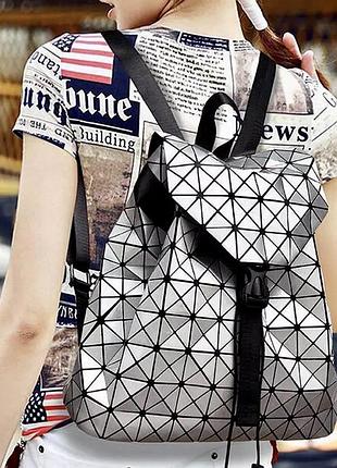 Рюкзак геометричний бао бао жіночий, silver style